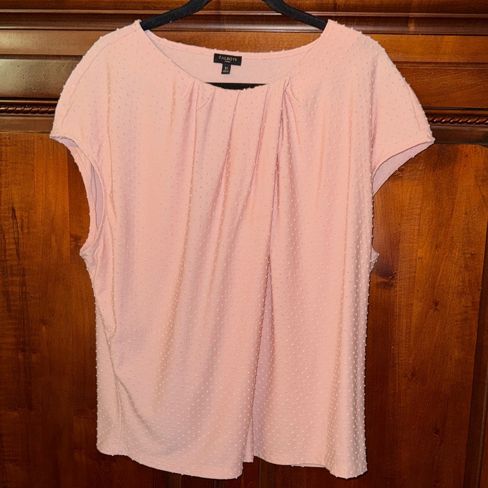 Talbots Light Pink Swiss Dot Knit Blouse Size 3X